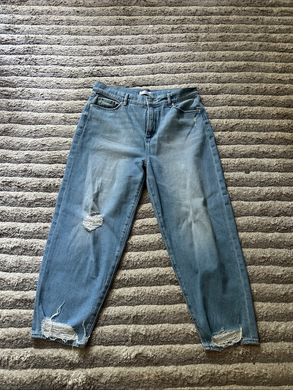 LOFT Light Blue Distressed Boyfriend Jeans PETITE